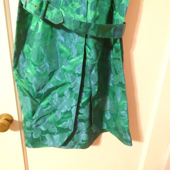 Blue Green Floral Brocade Sleeveless Sheath Dress w/Jacket Small 4 NEEDS TLC - Picture 7 of 16